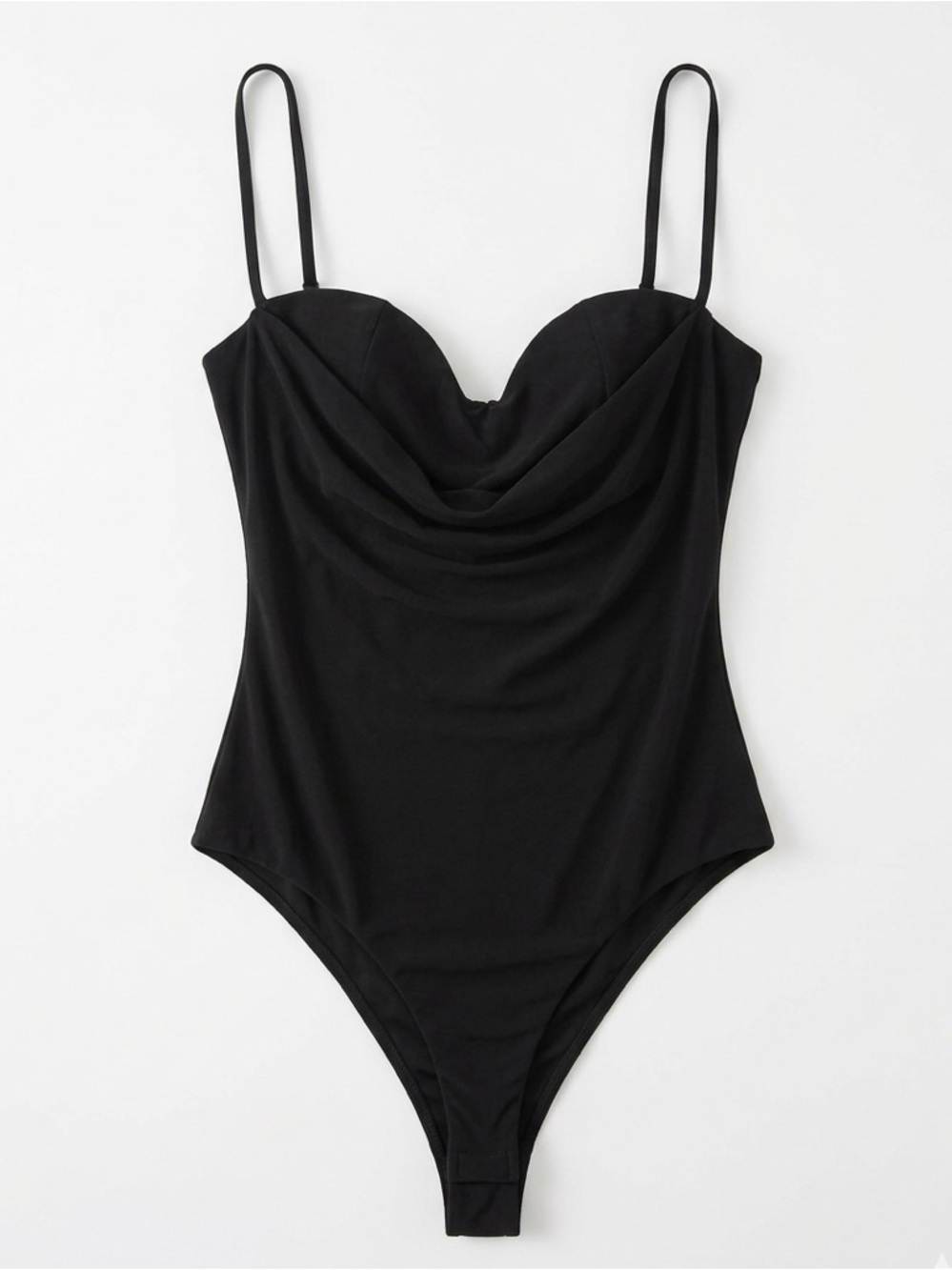 Zara Black Draped Bust Bodysuit with Spaghetti Straps